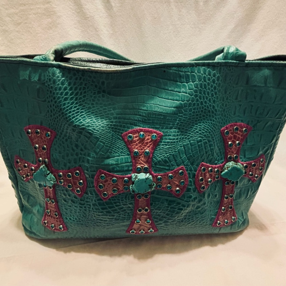 Vintage Kurtmen Desgin Turquoise and Pink Women's Bag